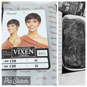 Vanessa 100% Human Hair Vixen Wig Adult HH CHI Short GRAY Color 44 NEW in Box
